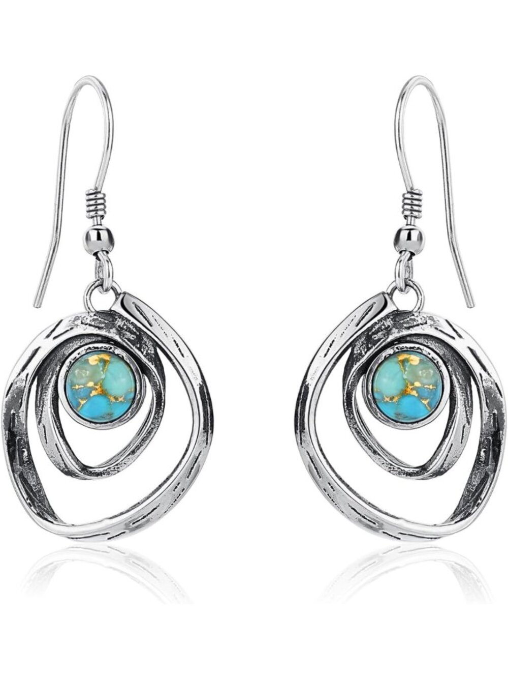 Trendy Boho Turquoise Earrings in Sterling Silver for Women - Stylish Jewelry